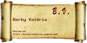 Berky Valéria névjegykártya